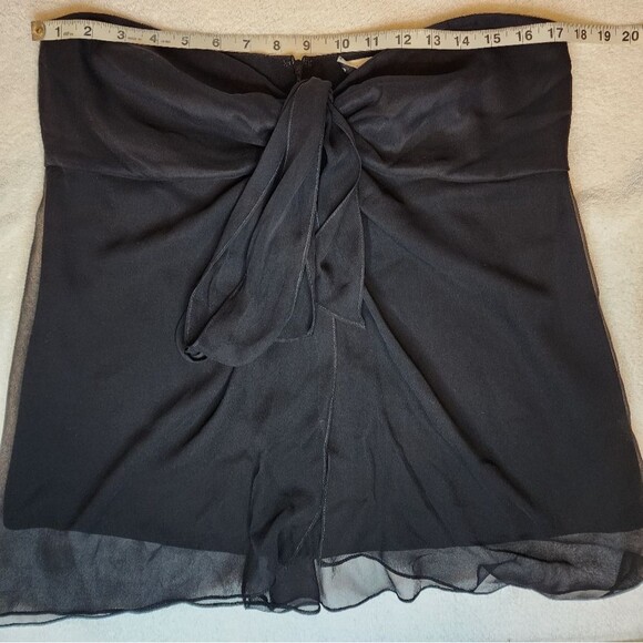 St John Evening Strapless Flowy Layered Silk Tube Top Blouse Size 12 Black - Picture 3 of 8